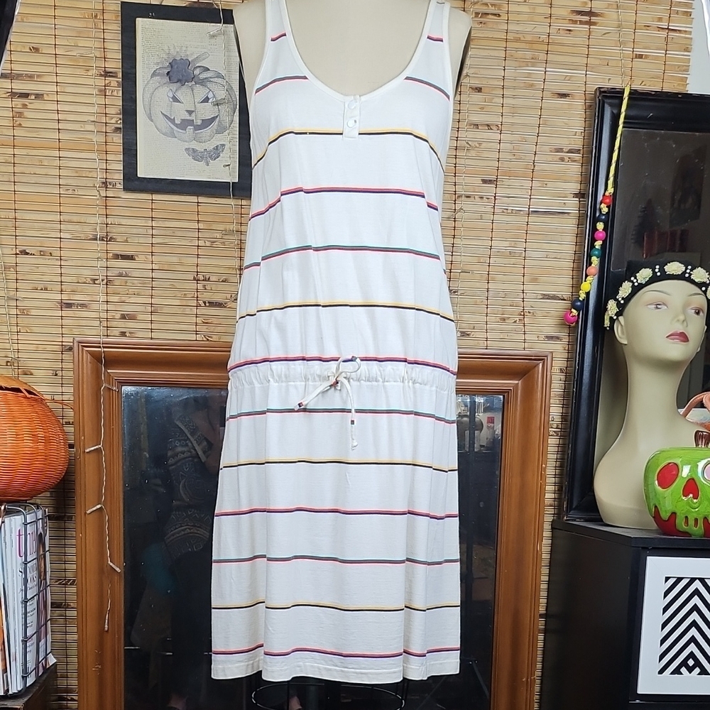 Merona Sleeveless Striped Midi Dress - White, Red, Gold